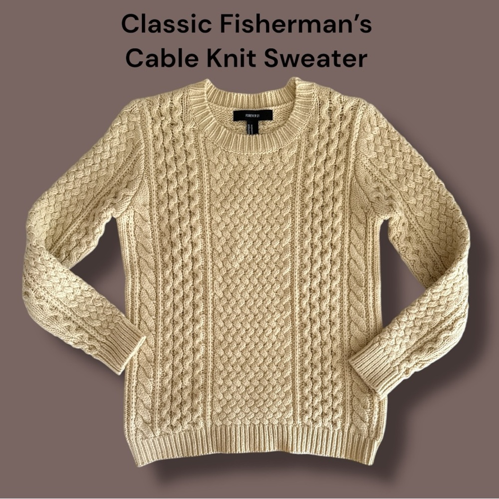 Fisherman’s Cable Knit Sweater In Ivory‎